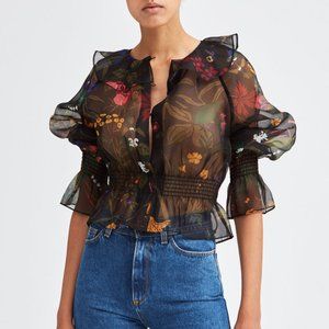 Rodebjer Ensy Blouse in Black Silk Size L